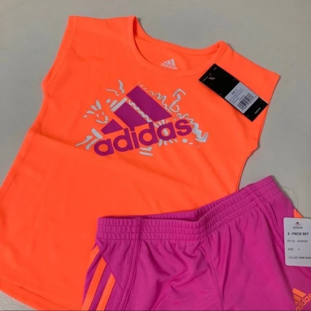 Adidas cute neon pink shorts set 6216 - Picture 5 of 5